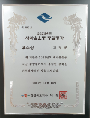 고령군, 경북도 새마을운동 시군 종합평가‘우수상’수상