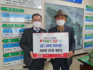 경산시 와촌면 25개 경로당 일동, 이웃돕기 성금 1백만 원 기탁