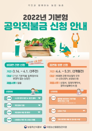 성주군, 2022년 기본형 공익직불금 신청·접수 시작