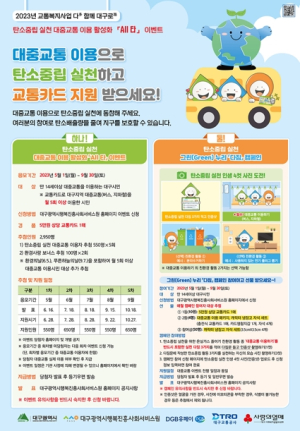대구행복진흥원, 대중교통 타면 추첨통해 교통비 지급