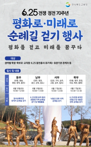 경북교육청, 6.25전쟁 정전 70주년, 평화로·미래로 순례길 걷기 행사 개최