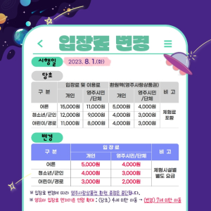영주시 선비세상, 8월 1일부터 입장료 5천 원으로 인하