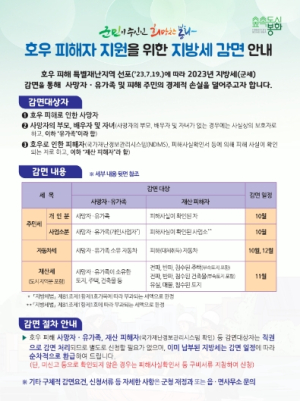 봉화군, 집중호우 피해 주민 지방세 감면 추진