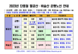 팔공산 단풍구경은 편리한 시내버스를 이용하세요!