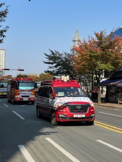 경산소방서, 전국 동시 소방차 길 터주기 훈련 실시