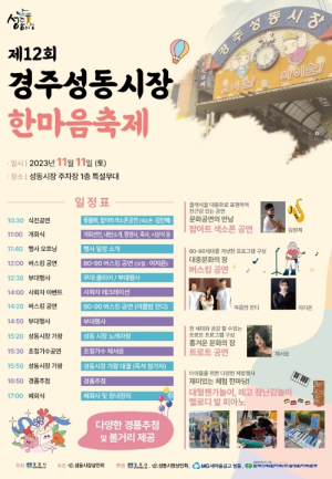 경주시, 제12회 성동시장 한마음 축제’오는 11일 열린다