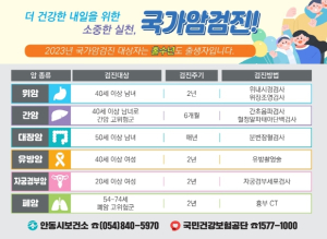 안동시 ˝올.검.하! 올해 국가암검진 하셨나요?˝ 미루고 계신다면, 서두르세요! 국가암검진!
