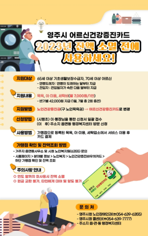 영주시, “어르신건강증진카드 잔액소멸 전에 사용하세요”