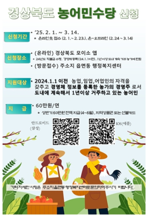 2025년 경상북도 농어민수당 신청, 꼭 챙기세요!