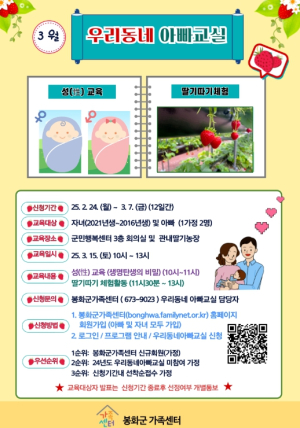 봉화군가족센터, 우리동네 아빠교실 프로그램 참여 접수 받아