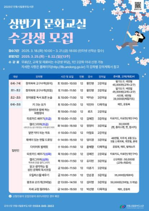 안동시립 웅부도서관 상반기 문화교실 수강생 모집