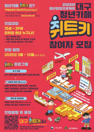 대구시청년 도전을 지원하는‘청년성장프로젝트 청년카페’확대 추진!