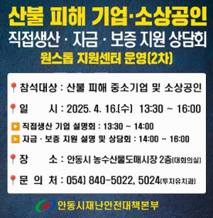 안동시, 산불피해 기업 위한 ‘원스톱 지원센터(2차)’설명회 개최