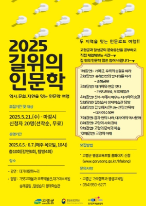 고령-달성 잇는 인문로드 여행 참가자 모집