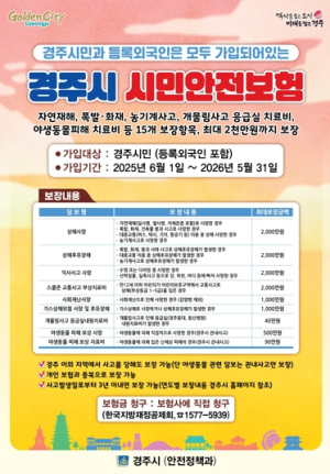경주시, 시민안전보험 보장 확대…야생동물 피해도 보상
