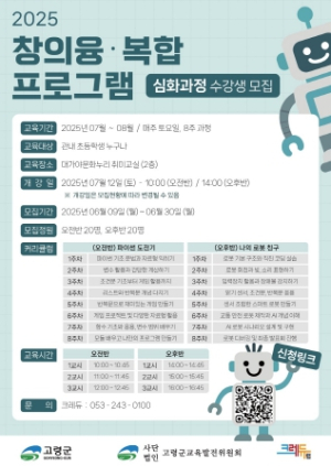고령군, 초등학생 대상 ‘창의융‧복합 심화과정’ 운영