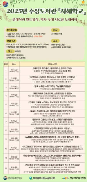 대구수성도서관, 2025년 지혜학교 공모사업 ‘클래식과 월드뮤직, 역사속에 서로를 노래하다.’ 운영