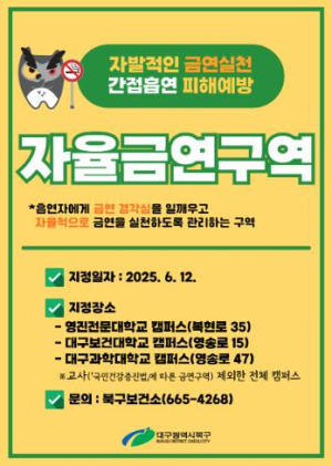 대구 북구 3개 대학교, 자율금연구역 지정으로 2030세대“노담”문화 조성
