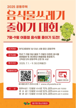 대구 동구, 2025년 공동주택 음식물 쓰레기 줄이기 경진대회 개최