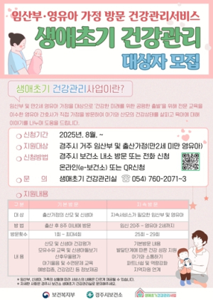 경주시, ‘생애초기 건강관리사업’ 본격 추진
