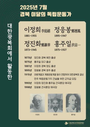 경북호국보훈재단, 광복회 110주년 맞아 독립운동가 4인 조명