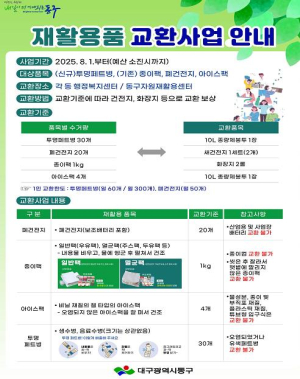 대구 동구, 재활용품 교환사업 확대 시행