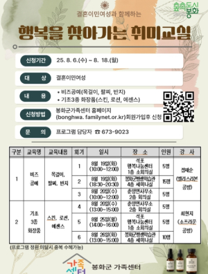 봉화군가족센터, 다문화가족 초기정착지원 사업 시행