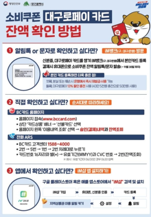 대구시 소비쿠폰 카드 잔액, 9월 8일부터 이렇게 확인하세요!