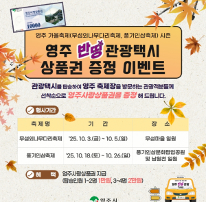 영주시, 가을 축제는 차 맡기고 ‘반띵관광택시’로 즐기세요