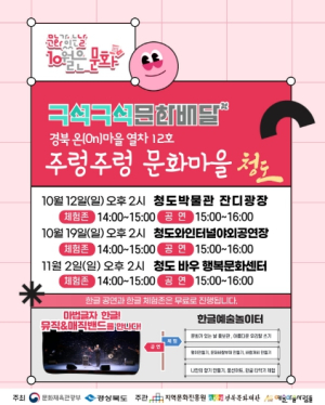 청도군, 2025 문화가 있는 날 `구석구석 문화배달` 경북 온(On)마을 열차 12호