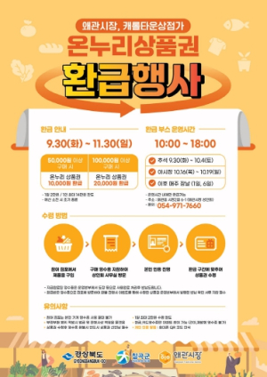 왜관시장·캐롤타운상점가, 온누리상품권 환급행사 개최