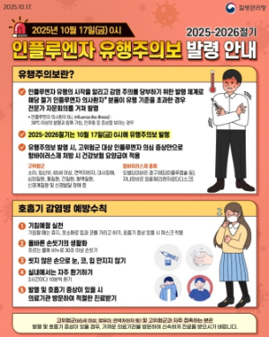 포항시, 인플루엔자 유행주의보 발령에 따른 시민 주의 당부