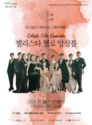 첼로만 12대로 만나는 유일무이한 첼로 콘서트 대구 남구 대덕문화전당, `첼리스타 첼로 앙상블` 개최