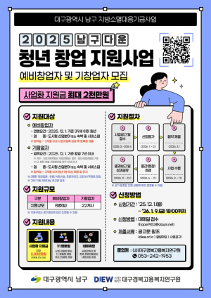 대구 남구, 청년창업지원 2차 사업 추진…참가자 모집