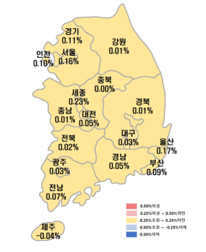 전국 아파트값 상승폭 확대…매매 0.08%·전세 0.09% 올라