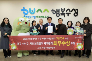 수성구, ‘지역복지사업평가’ 사회보장급여 사후관리 부문 영남권 최초 3년 연속 수상