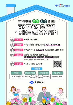 영덕군, 주거 취약계층 주택 중개보수 지원