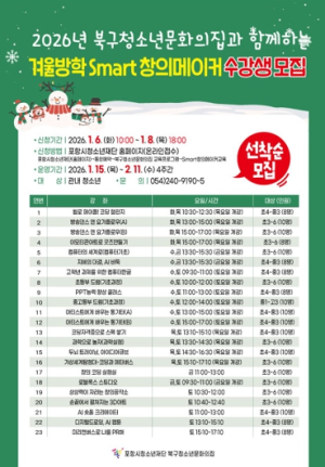포항시청소년재단, 겨울방학 ‘Smart 창의메이커’ 참가자 모집