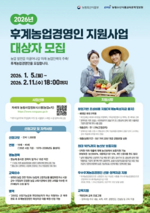 포항시, ‘미래 농업의 주역’ 후계농업경영인 모집… 최대 5억 원 지원