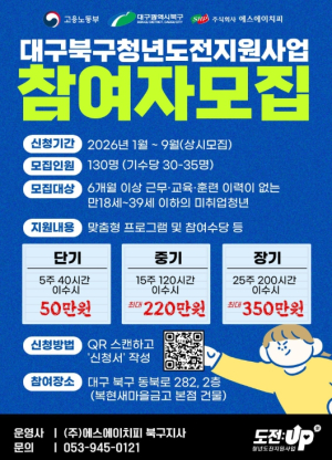 대구 북구청, `2026년 청년도전지원사업` 참여자 모집