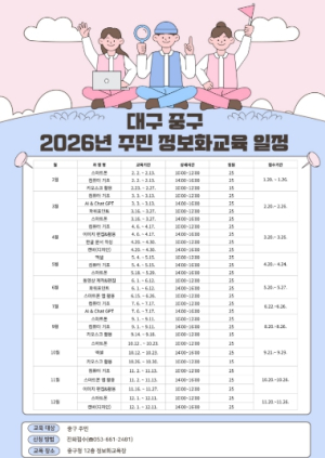 대구 중구, 2026년 주민정보화교육 운영… AI&ChatGPT, 캔바 과정 신설