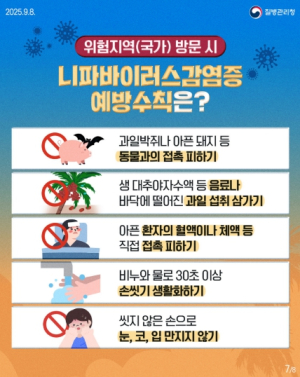 울진군, 설 연휴 해외여행객 니파바이러스 감염 예방수칙 준수 당부