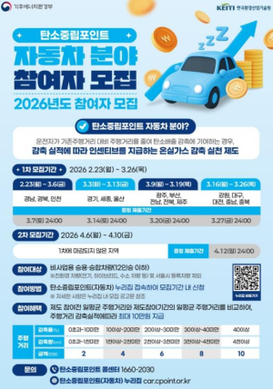 청송군, ‘탄소중립포인트제 자동차’ 참여자 모집