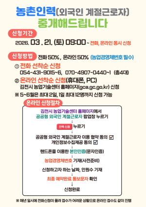 김천시, 공공형 외국인 계절근로자 100명 도입