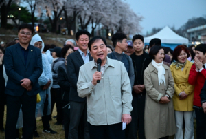 김천시 직지사천, 봄밤 2천 시민 ‘벚꽃 행진’