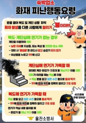 울진소방서, 봄철 숙박시설 화재예방 안전수칙 집중 홍보