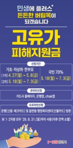 문경시, ‘고유가 피해지원금’ 지급…최대 60만원