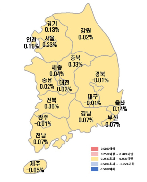 한국부동산원 5월 첫째 주 조사…지방은 약세, 대구·경북 하락세 이어져