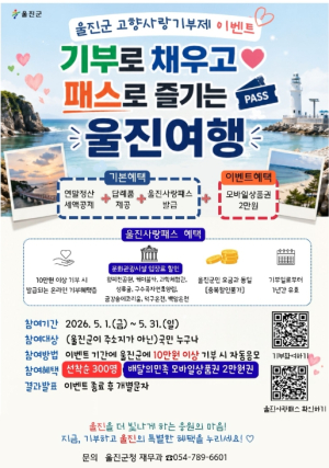 기부로 채우고 패스로 즐기는 울진여행!