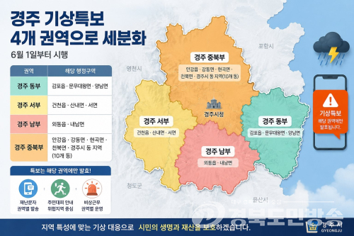경주 기상 특보 4개 권역으로 세분화…“위험 지역 중심 대응”